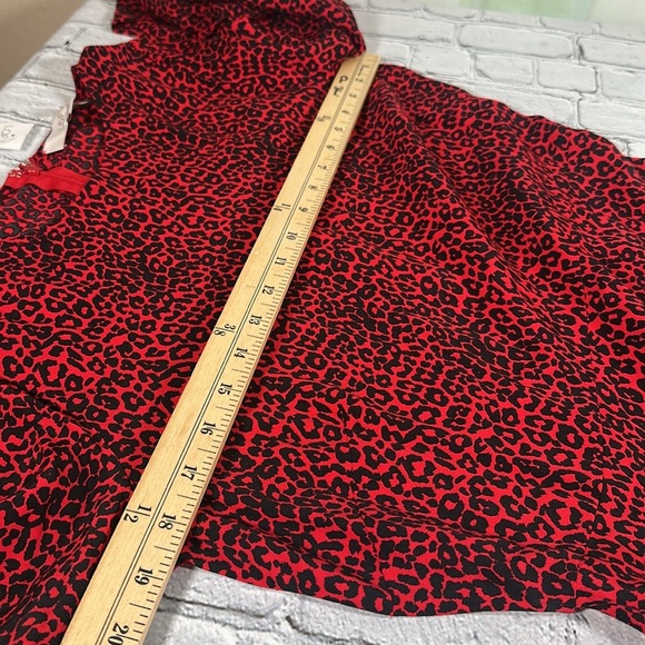 LOFT Animal Print Slit Midi Maxi Dress Long Sleeves Tango Red Holiday size 4 NEW - Picture 9 of 14